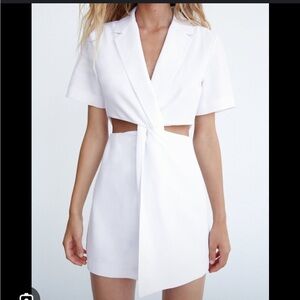 Zara White Cut Out Blazer Dress - NWT